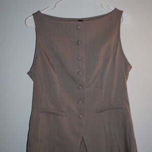 Sleeveless Taupe Button-Front Top